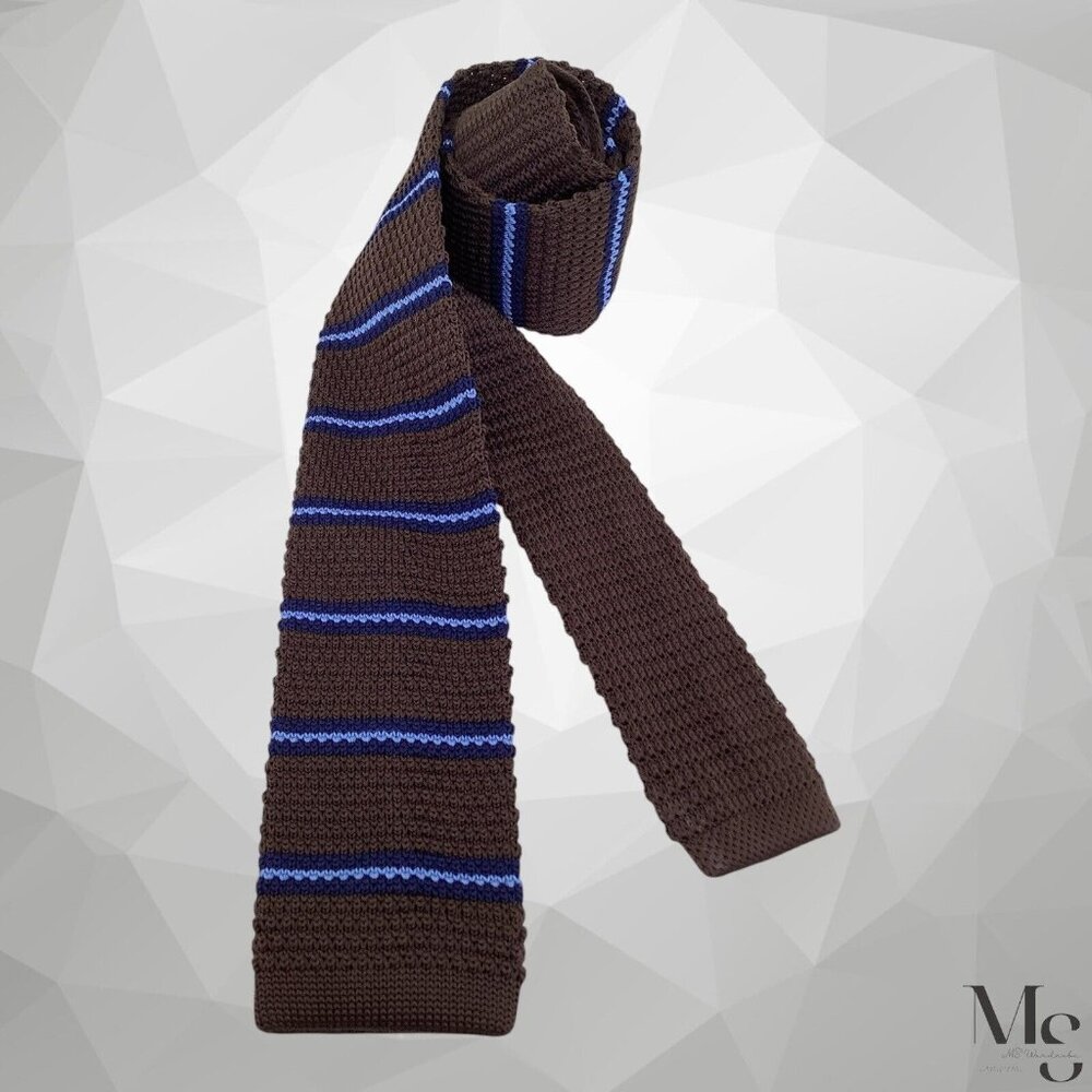 UNIWORTH Horizontal Striped Knit Polyester Tie W: 2.5" EX COND